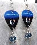 The Doors Soft Parade Guitar Pick Earrings with Blue Swarovski Crystal Dangles