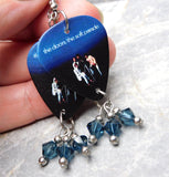 The Doors Soft Parade Guitar Pick Earrings with Blue Swarovski Crystal Dangles