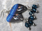 The Doors Soft Parade Guitar Pick Earrings with Blue Swarovski Crystal Dangles