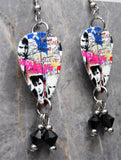 Duran Duran Medazzaland Guitar Pick Earrings with Black Swarovski Crystal Dangles