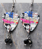 Duran Duran Medazzaland Guitar Pick Earrings with Black Swarovski Crystal Dangles