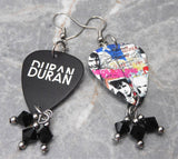 Duran Duran Medazzaland Guitar Pick Earrings with Black Swarovski Crystal Dangles