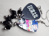 Duran Duran Medazzaland Guitar Pick Earrings with Black Swarovski Crystal Dangles