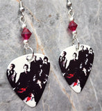 Duran Duran Astronaut Guitar Pick Earrings with Ruby Swarovski Crystals