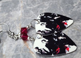 Duran Duran Astronaut Guitar Pick Earrings with Ruby Swarovski Crystals