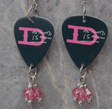 Duran Duran All You Need Is Now Guitar Pick Earrings with Pink Swarovski Crystal Dangles