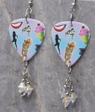 Duran Duran Paper Gods Guitar Pick Earrings with Clear Swarovski Crystal Dangles