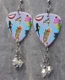 Duran Duran Paper Gods Guitar Pick Earrings with Clear Swarovski Crystal Dangles