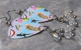 Duran Duran Paper Gods Guitar Pick Earrings with Clear Swarovski Crystal Dangles