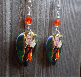 Eagles Live on Stage Guitar Pick Earrings with Orange Swarovski Crystals