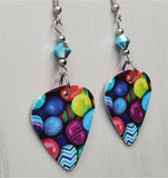 Colorful Easter Eggs Guitar Pick Earrings with Turquoise AB Swarovski Crystals