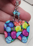 Colorful Easter Eggs Guitar Pick Earrings with Turquoise AB Swarovski Crystals