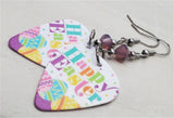 Happy Easter and Eggs Guitar Pick Earrings with Purple Opal Swarovski Crystals