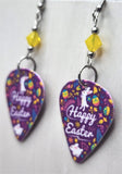 Happy Easter Guitar Pick Earrings with Yellow Opal Swarovski Crystals