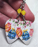 Happy Easter Guitar Pick Earrings with Yellow Opal Swarovski Crystals