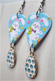 Easter Bunny with Easter Eggs Guitar Pick Earrings with Easter Egg Charm Dangles