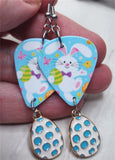 Easter Bunny with Easter Eggs Guitar Pick Earrings with Easter Egg Charm Dangles