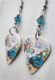 Happy Easter Truck Guitar Pick Earrings with Blue Swarovski Crystals