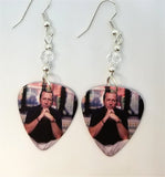 Eric Clapton Guitar Pick Earrings with Clear Swarovski Crystals