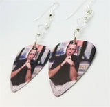 Eric Clapton Guitar Pick Earrings with Clear Swarovski Crystals