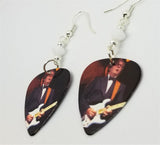 Eric Clapton on Stage Guitar Pick Earrings with White Swarovski Crystals