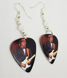 Eric Clapton on Stage Guitar Pick Earrings with White Swarovski Crystals