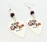 Eric Clapton Behind the Sun Guitar Pick Earrings with Red Pave Beads
