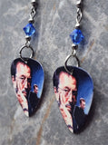 Eric Clapton Guitar Pick Earrings with Blue Swarovski Crystals