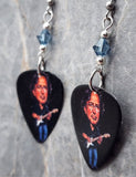 Eric Clapton Guitar Pick Earrings with Denim Blue Swarovski Crystals