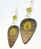 Evanescence Lithium Guitar Pick Earrings with Green Swarovski Crystals