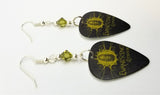 Evanescence Lithium Guitar Pick Earrings with Green Swarovski Crystals