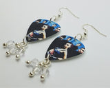 Evanescence Lithium Guitar Pick Earrings with Clear Swarovski Crystal Dangles