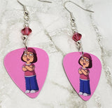 Family Guy Meg Griffin Guitar Pick Earrings with Pink Swarovski Crystals