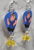 Family Guy Chris Griffin Guitar Pick Earrings with Yellow Swarovski Crystals