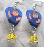 Family Guy Chris Griffin Guitar Pick Earrings with Yellow Swarovski Crystals