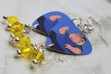 Family Guy Chris Griffin Guitar Pick Earrings with Yellow Swarovski Crystals