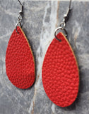 Red Teardrop Shaped FAUX Leather Earrings