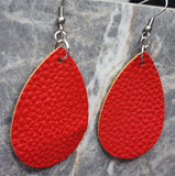 Red Teardrop Shaped FAUX Leather Earrings