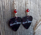 Five Finger Death Punch Logo Guitar Pick Earrings with Dark Red Swarovski Crystals