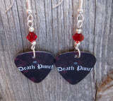 Five Finger Death Punch Logo Guitar Pick Earrings with Dark Red Swarovski Crystals