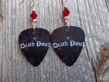Five Finger Death Punch Logo Guitar Pick Earrings with Dark Red Swarovski Crystals