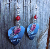 Five Finger Death Punch Guitar Pick Earrings with Opaque Red Swarovski Crystals