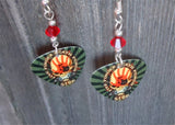 Five Finger Death Punch The Bleeding Guitar Pick Earrings with Red Swarovski Crystals