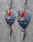 Five Finger Death Punch Guitar Pick Earrings with Silver Spike Dangles