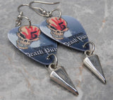 Five Finger Death Punch Guitar Pick Earrings with Silver Spike Dangles