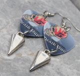 Five Finger Death Punch Guitar Pick Earrings with Silver Spike Dangles