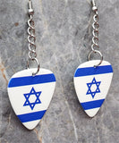 Dangling Israeli Flag Guitar Pick Earrings