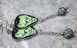 Classic Movie Monsters Frankenstein's Monster Guitar Pick Earrings with Gray ABx2 Pave Bead Dangles