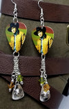 Garth Brooks Guitar Pick Earrings with Cowboy Hat and Swarovski Crystal Dangles