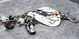 Garth Brooks Guitar Pick Earrings with Cowboy Hat Charms and Swarovski Crystal Dangles